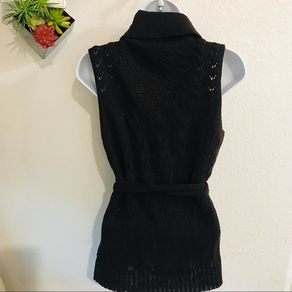 ⭐️🌟Elie Tahar Brown Knit Wrap Sweater Vest Sz M - Picture 7 of 14